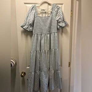 Green Gingham Smocked Dress